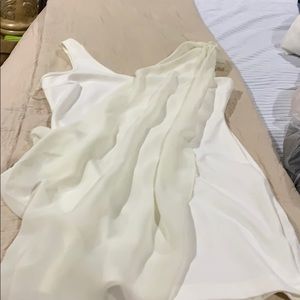 Mini white dress with sheer  off white Drape